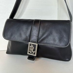 NWOT Lauren Ralph Lauren Black Leather shoulder Bag Pochette